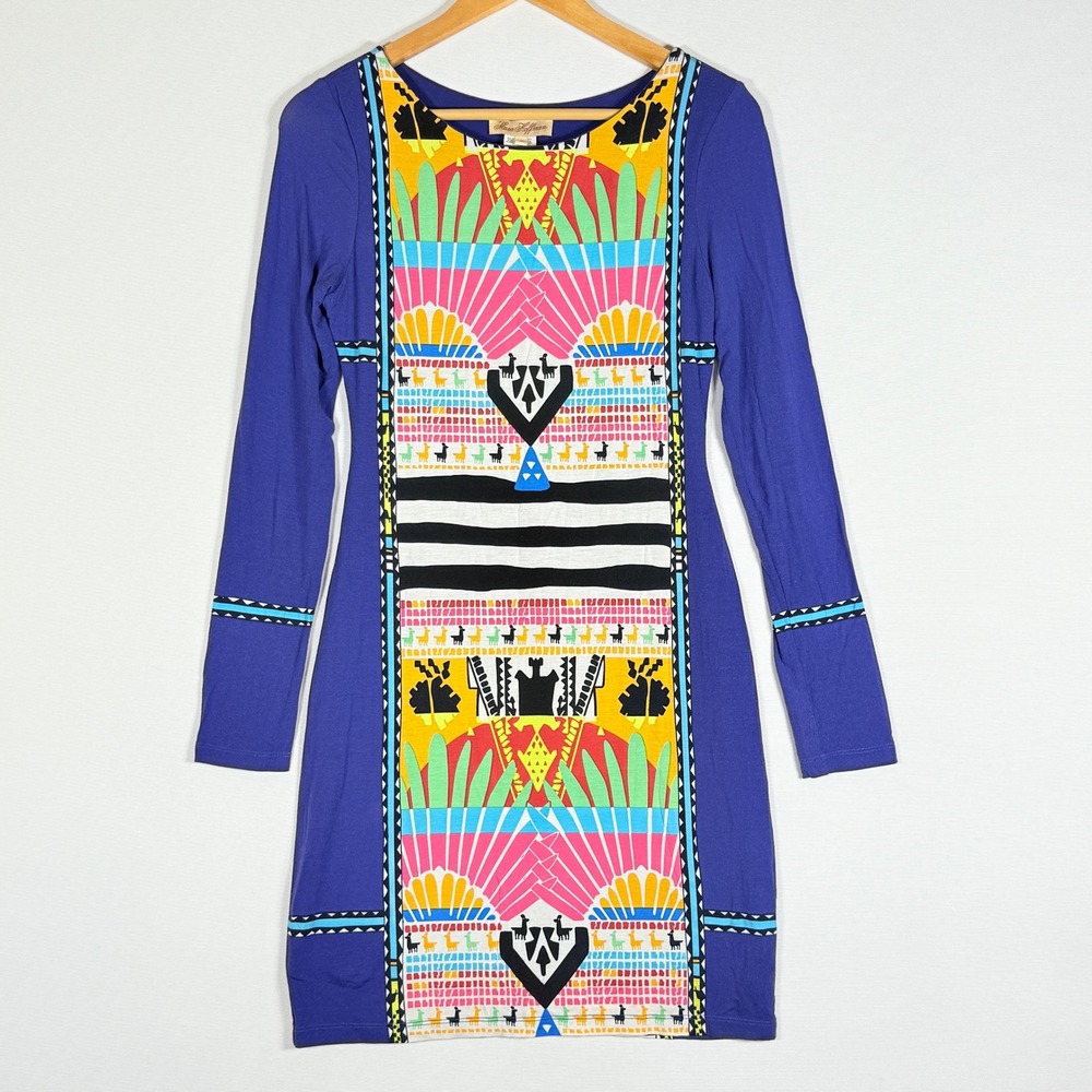 Mara Hoffman Women Medium Sunrise Llama Aztec Geometric‎ Mini Dress Purple Bold